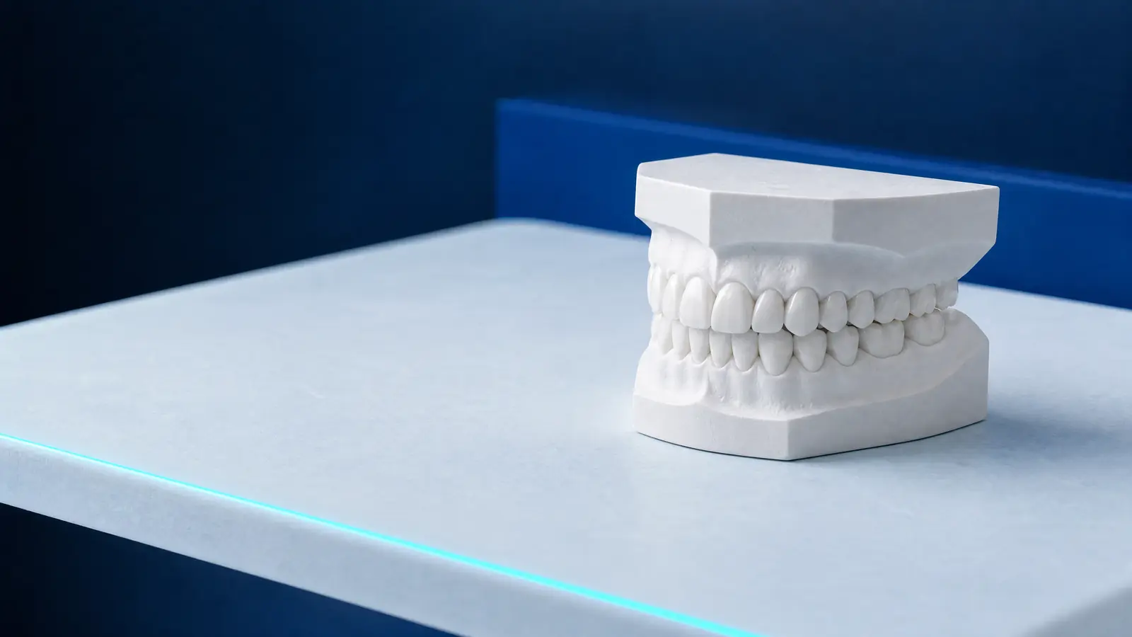 A model of a complete set of permanent teeth in both jaws