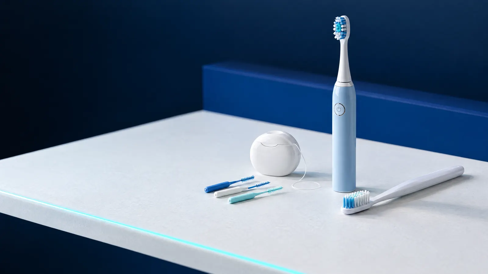 Szczoteczka elektryczna, szczoteczka manualna, szczoteczki międzyzębowe i nić dentystyczna